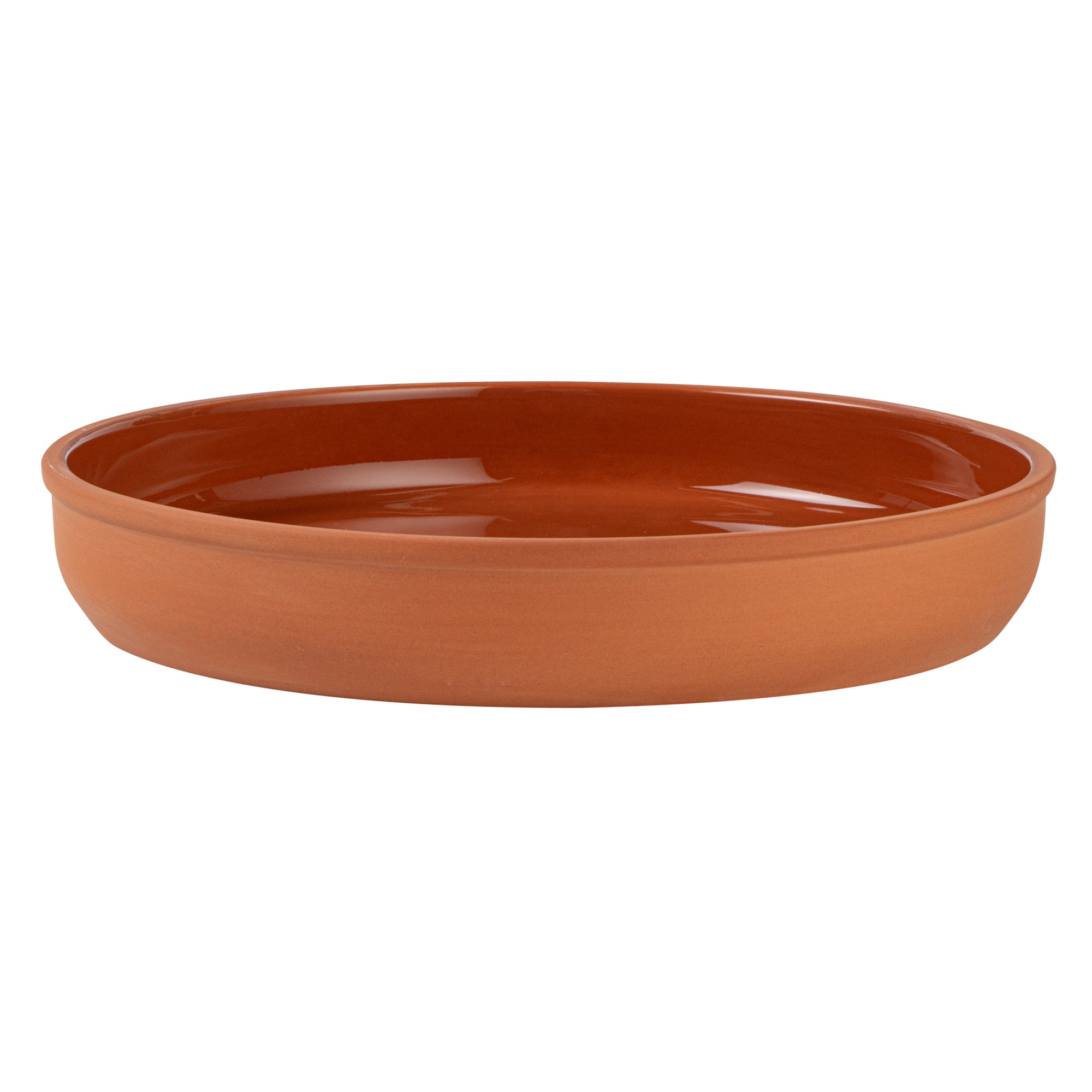 Terra Tek 34 oz Terracotta Cazuela Bowl - Brown Glazed Interior, Oven-Safe, Microwave-Safe - 9 1/4'' x 9 1/4'' x 1 1/2'' - 10 count box