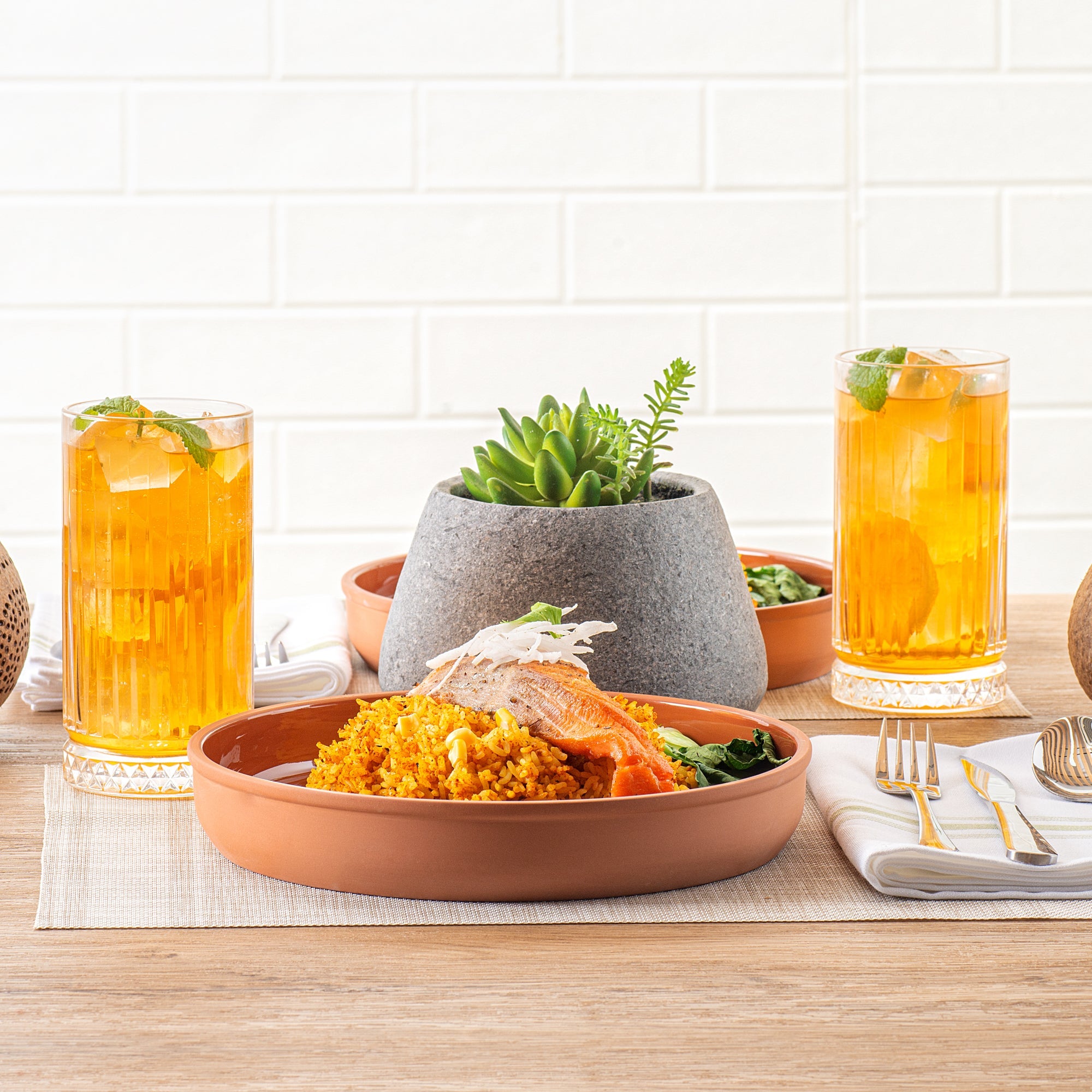 Terra Tek 34 oz Terracotta Cazuela Bowl - Brown Glazed Interior, Oven-Safe, Microwave-Safe - 9 1/4'' x 9 1/4'' x 1 1/2'' - 10 count box