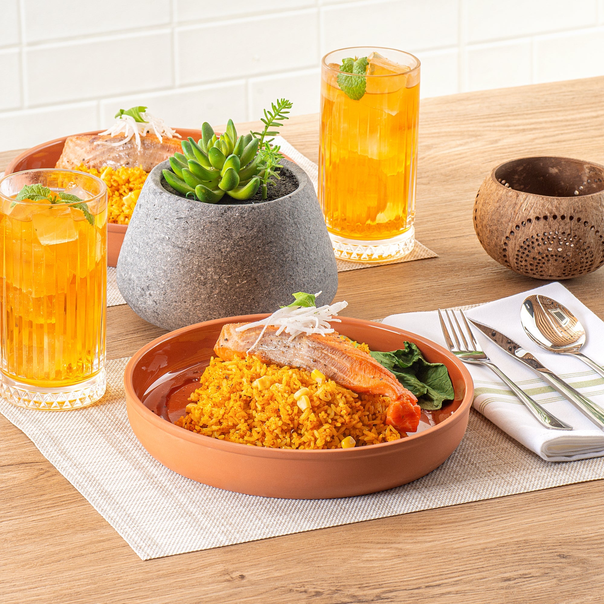 Terra Tek 34 oz Terracotta Cazuela Bowl - Brown Glazed Interior, Oven-Safe, Microwave-Safe - 9 1/4'' x 9 1/4'' x 1 1/2'' - 10 count box