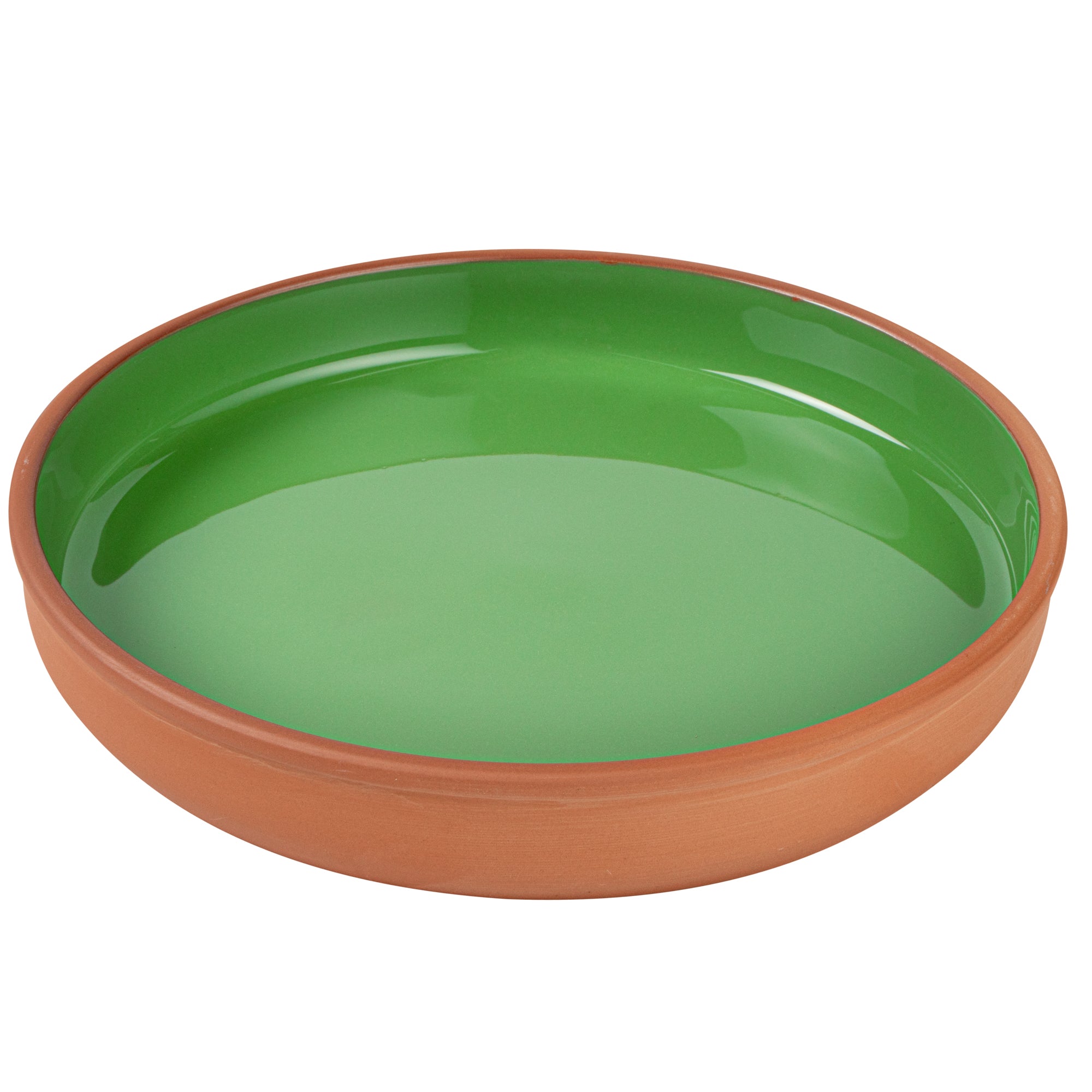 Terra Tek 34 oz Terracotta Cazuela Bowl - Green Glazed Interior, Oven-Safe, Microwave-Safe - 9 1/4'' x 9 1/4'' x 1 1/2'' - 2 count box