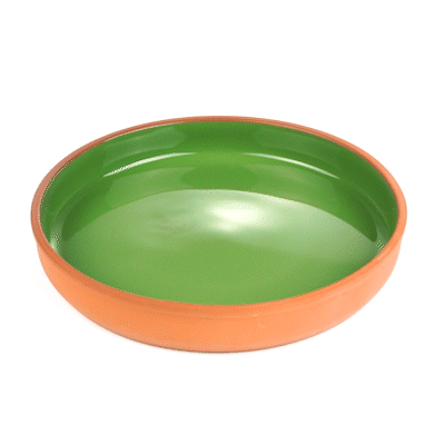 Terra Tek 34 oz Terracotta Cazuela Bowl - Green Glazed Interior, Oven-Safe, Microwave-Safe - 9 1/4'' x 9 1/4'' x 1 1/2'' - 2 count box