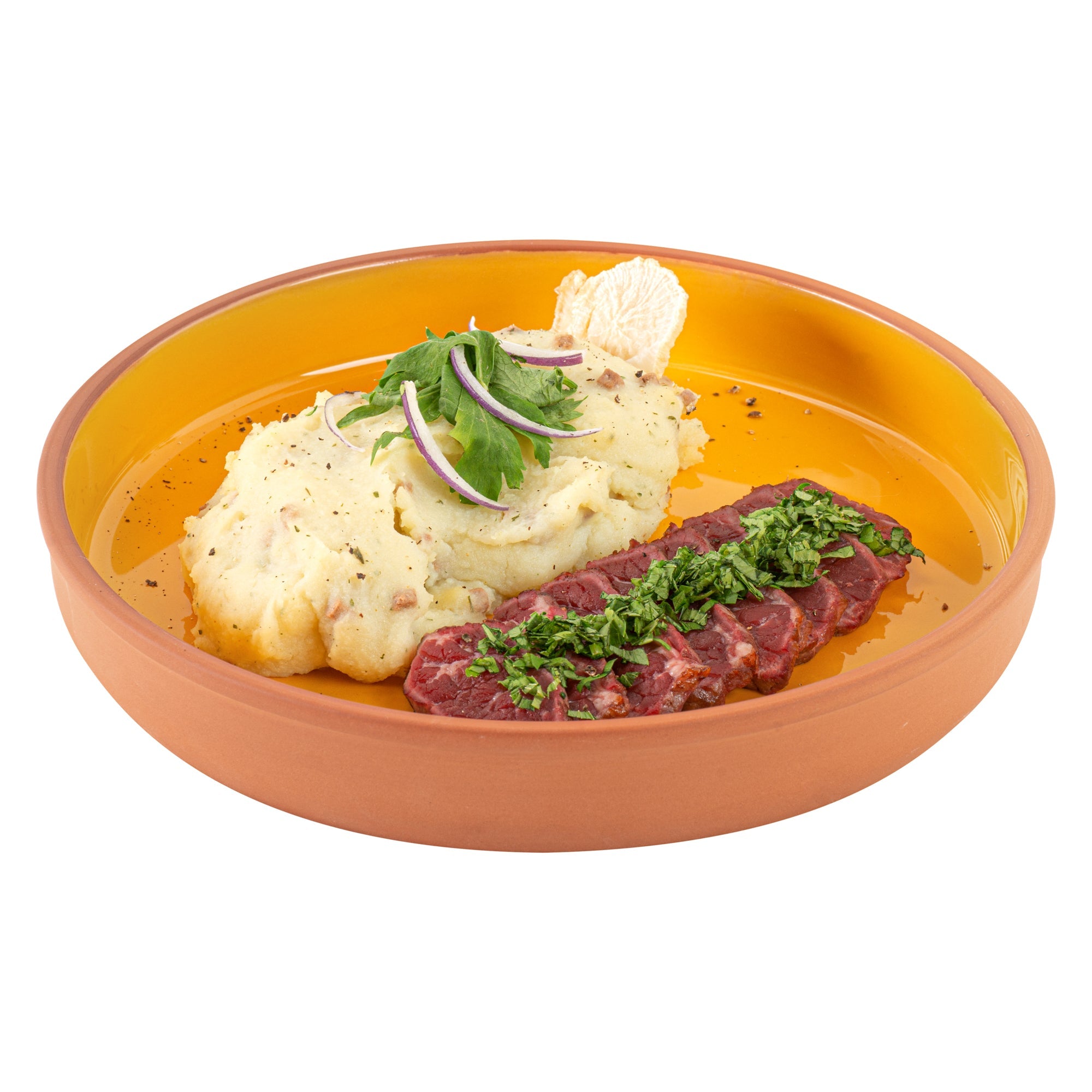Terra Tek 34 oz Terracotta Cazuela Bowl - Yellow Glazed Interior, Oven-Safe, Microwave-Safe - 9 1/4'' x 9 1/4'' x 1 1/2'' - 2 count box