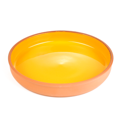Terra Tek 34 oz Terracotta Cazuela Bowl - Yellow Glazed Interior, Oven-Safe, Microwave-Safe - 9 1/4'' x 9 1/4'' x 1 1/2'' - 2 count box