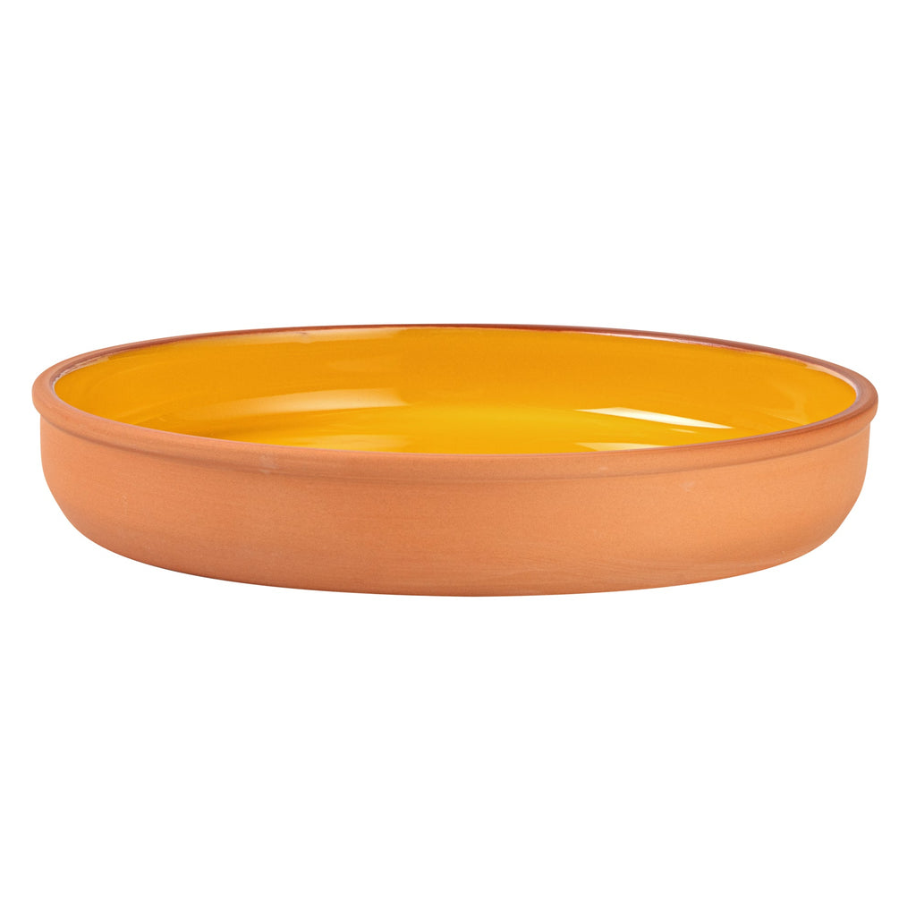 Terra Tek 34 oz Terracotta Cazuela Bowl - Yellow Glazed Interior, Oven-Safe, Microwave-Safe - 9 1/4'' x 9 1/4'' x 1 1/2'' - 2 count box