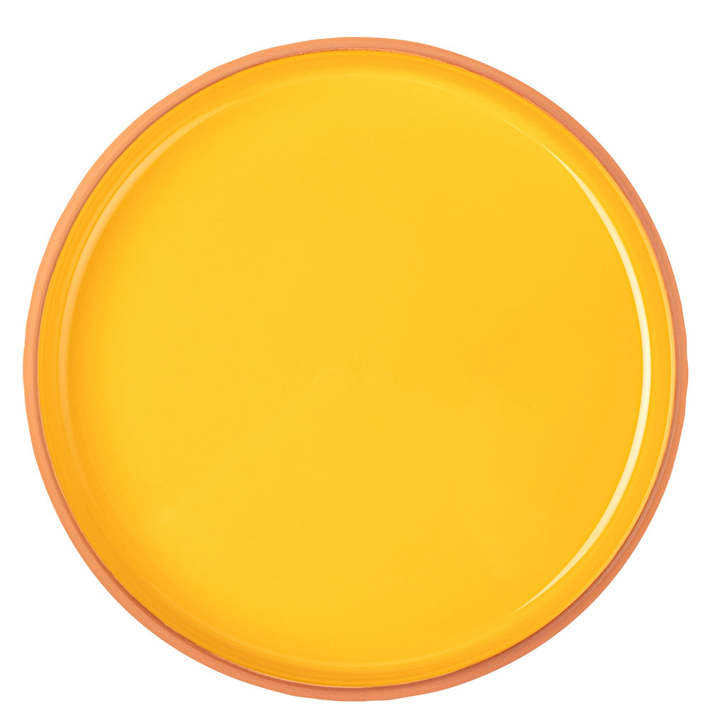 Terra Tek 34 oz Terracotta Cazuela Bowl - Yellow Glazed Interior, Oven-Safe, Microwave-Safe - 9 1/4'' x 9 1/4'' x 1 1/2'' - 2 count box