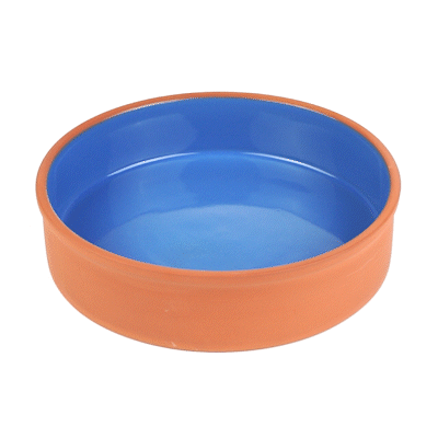 Terra Tek 51 oz Terracotta Cazuela Bowl - Blue Glazed Interior, Oven-Safe, Microwave-Safe - 9'' x 9'' x 2 1/4'' - 10 count box