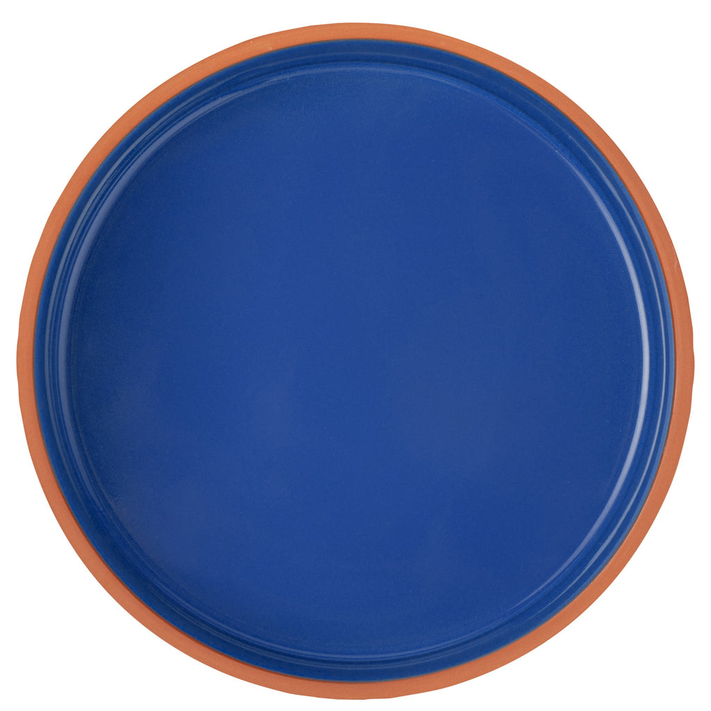 Terra Tek 51 oz Terracotta Cazuela Bowl - Blue Glazed Interior, Oven-Safe, Microwave-Safe - 9'' x 9'' x 2 1/4'' - 10 count box