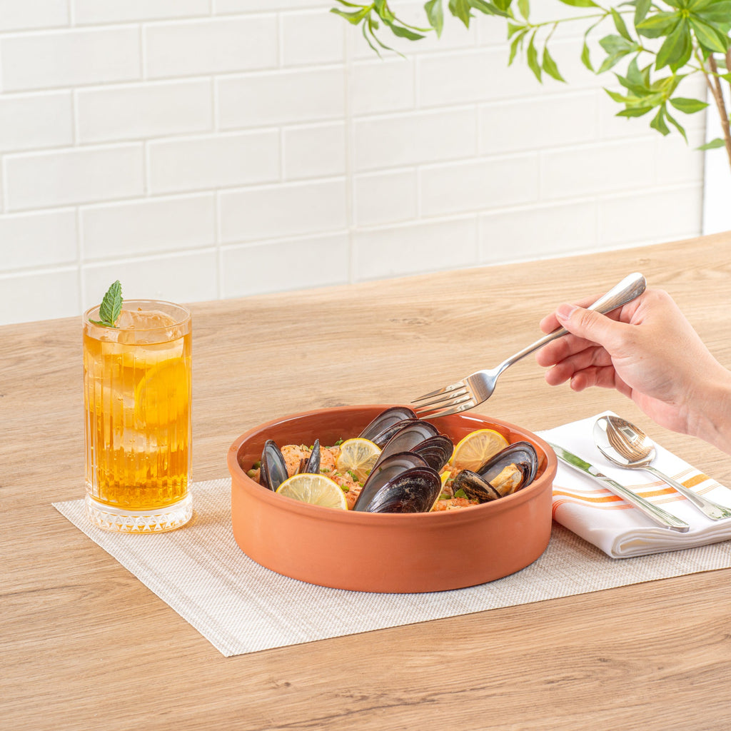 Terra Tek 51 oz Terracotta Cazuela Bowl - Brown Glazed Interior, Oven-Safe, Microwave-Safe - 9'' x 9'' x 2 1/4'' - 2 count box