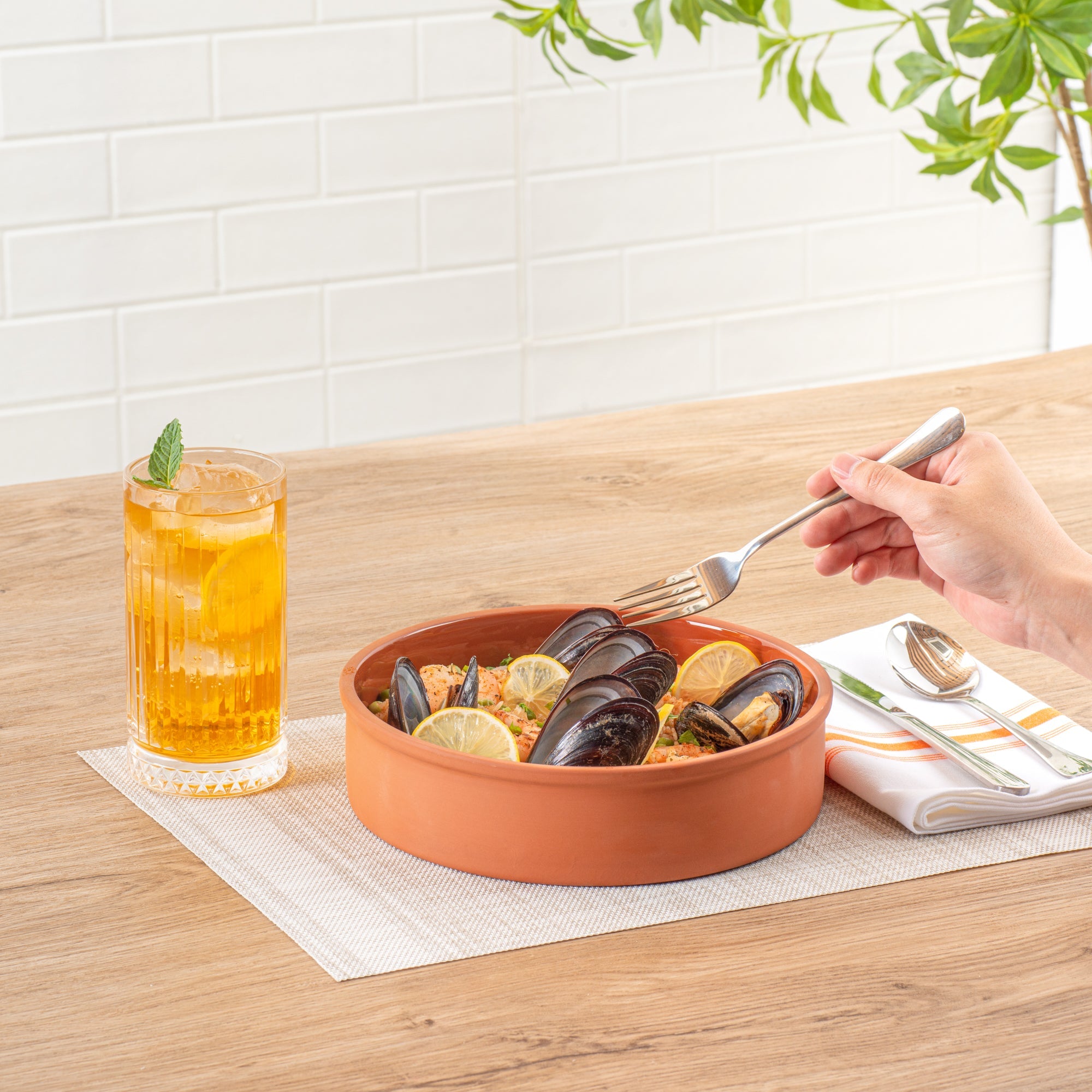 Terra Tek 51 oz Terracotta Cazuela Bowl - Brown Glazed Interior, Oven-Safe, Microwave-Safe - 9'' x 9'' x 2 1/4'' - 2 count box