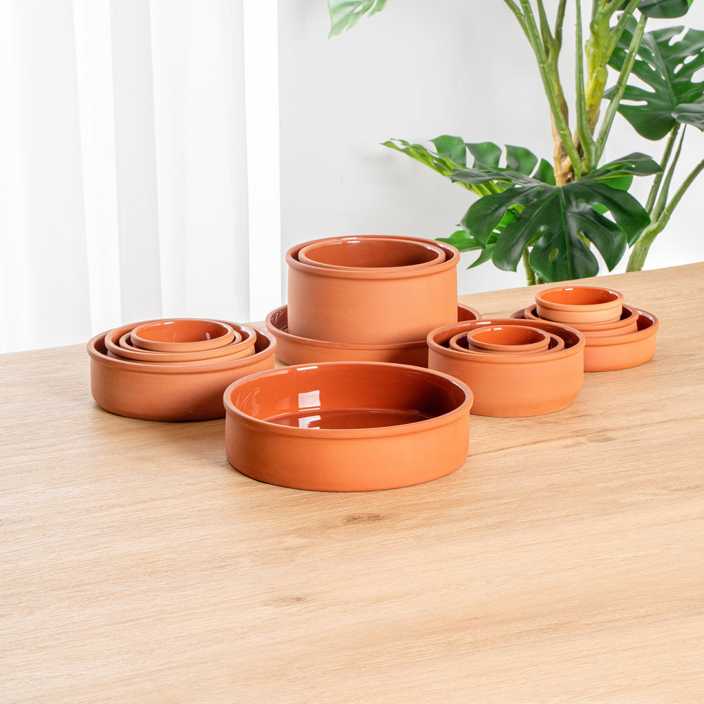 Terra Tek 51 oz Terracotta Cazuela Bowl - Brown Glazed Interior, Oven-Safe, Microwave-Safe - 9'' x 9'' x 2 1/4'' - 2 count box
