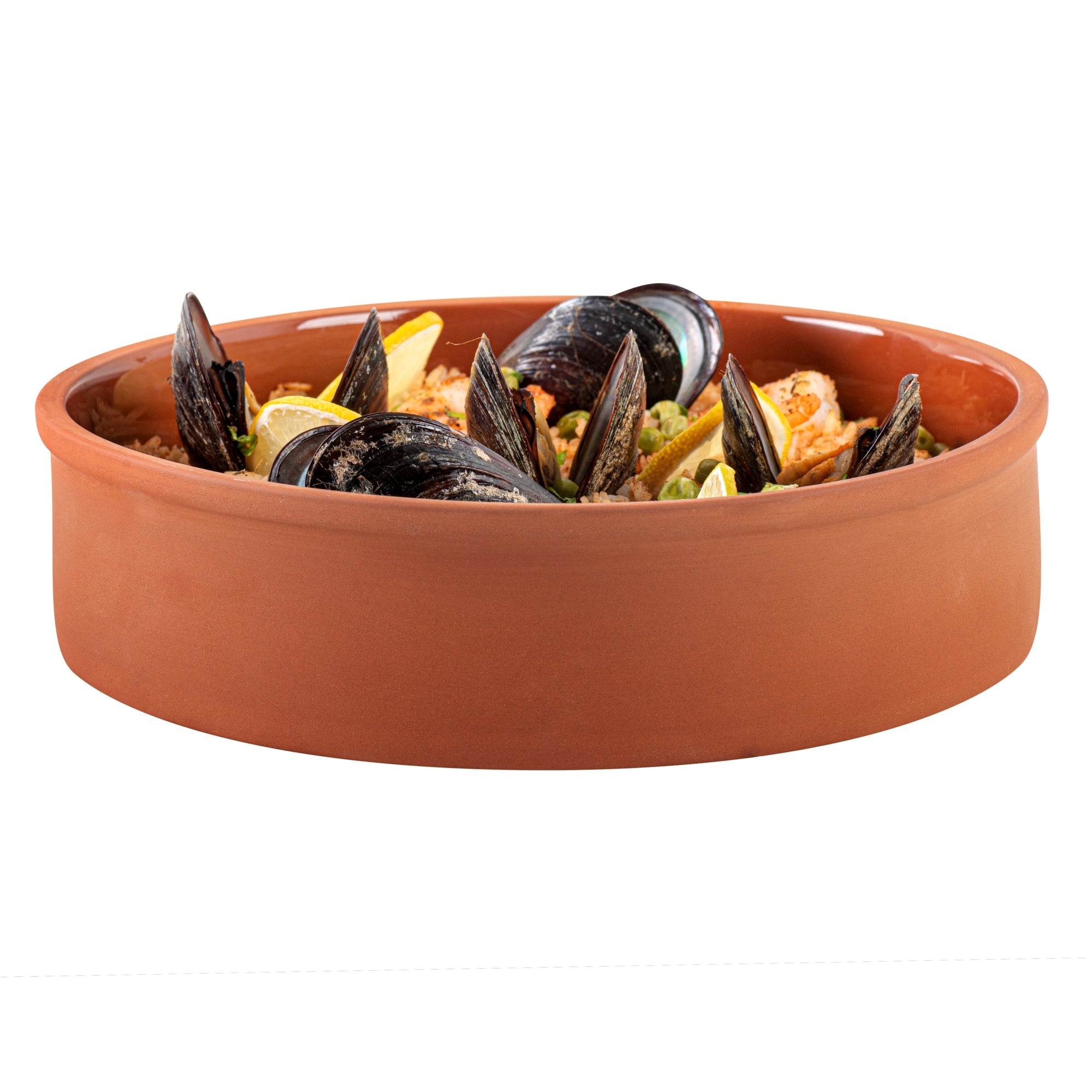 Terra Tek 51 oz Terracotta Cazuela Bowl - Brown Glazed Interior, Oven-Safe, Microwave-Safe - 9'' x 9'' x 2 1/4'' - 10 count box