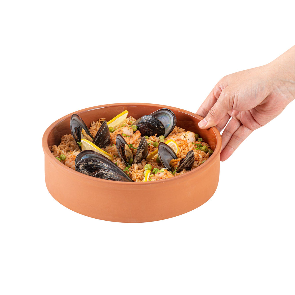 Terra Tek 51 oz Terracotta Cazuela Bowl - Brown Glazed Interior, Oven-Safe, Microwave-Safe - 9'' x 9'' x 2 1/4'' - 10 count box