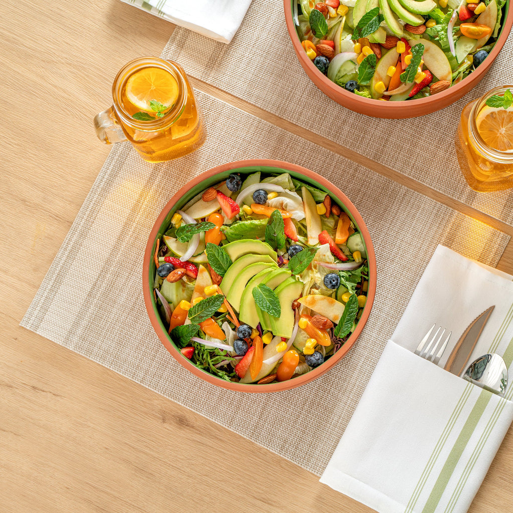 Terra Tek 51 oz Terracotta Cazuela Bowl - Green Glazed Interior, Oven-Safe, Microwave-Safe - 9'' x 9'' x 2 1/4'' - 10 count box