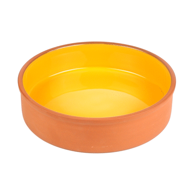 Terra Tek 51 oz Terracotta Cazuela Bowl - Yellow Glazed Interior, Oven-Safe, Microwave-Safe - 9'' x 9'' x 2 1/4'' - 2 count box