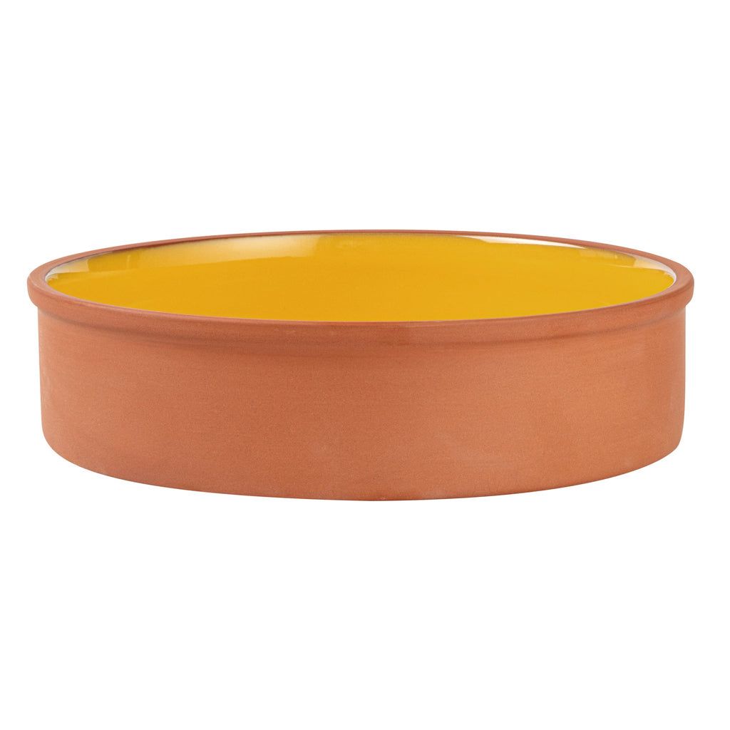 Terra Tek 51 oz Terracotta Cazuela Bowl - Yellow Glazed Interior, Oven-Safe, Microwave-Safe - 9'' x 9'' x 2 1/4'' - 2 count box