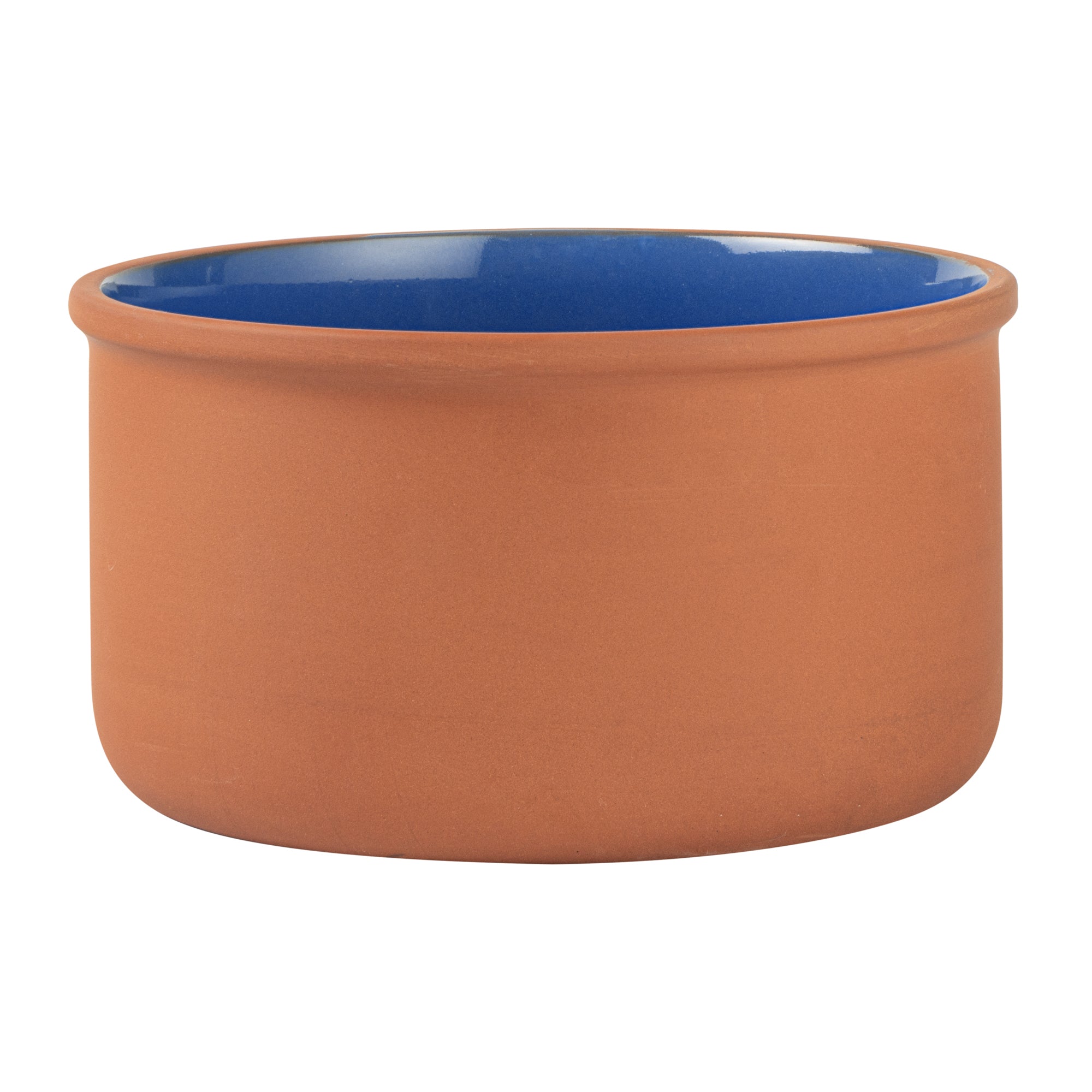 Terra Tek 68 oz Terracotta Cazuela Bowl - Blue Glazed Interior, Oven-Safe, Microwave-Safe - 7 1/2'' x 7 1/2'' x 4'' - 10 count box