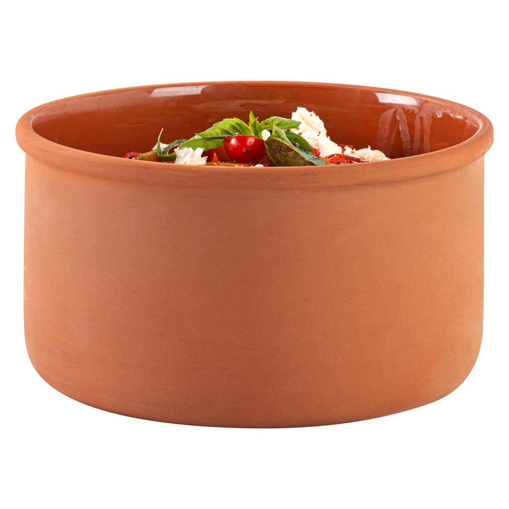 Terra Tek 68 oz Terracotta Cazuela Bowl - Brown Glazed Interior, Oven-Safe, Microwave-Safe - 7 1/2'' x 7 1/2'' x 4'' - 2 count box