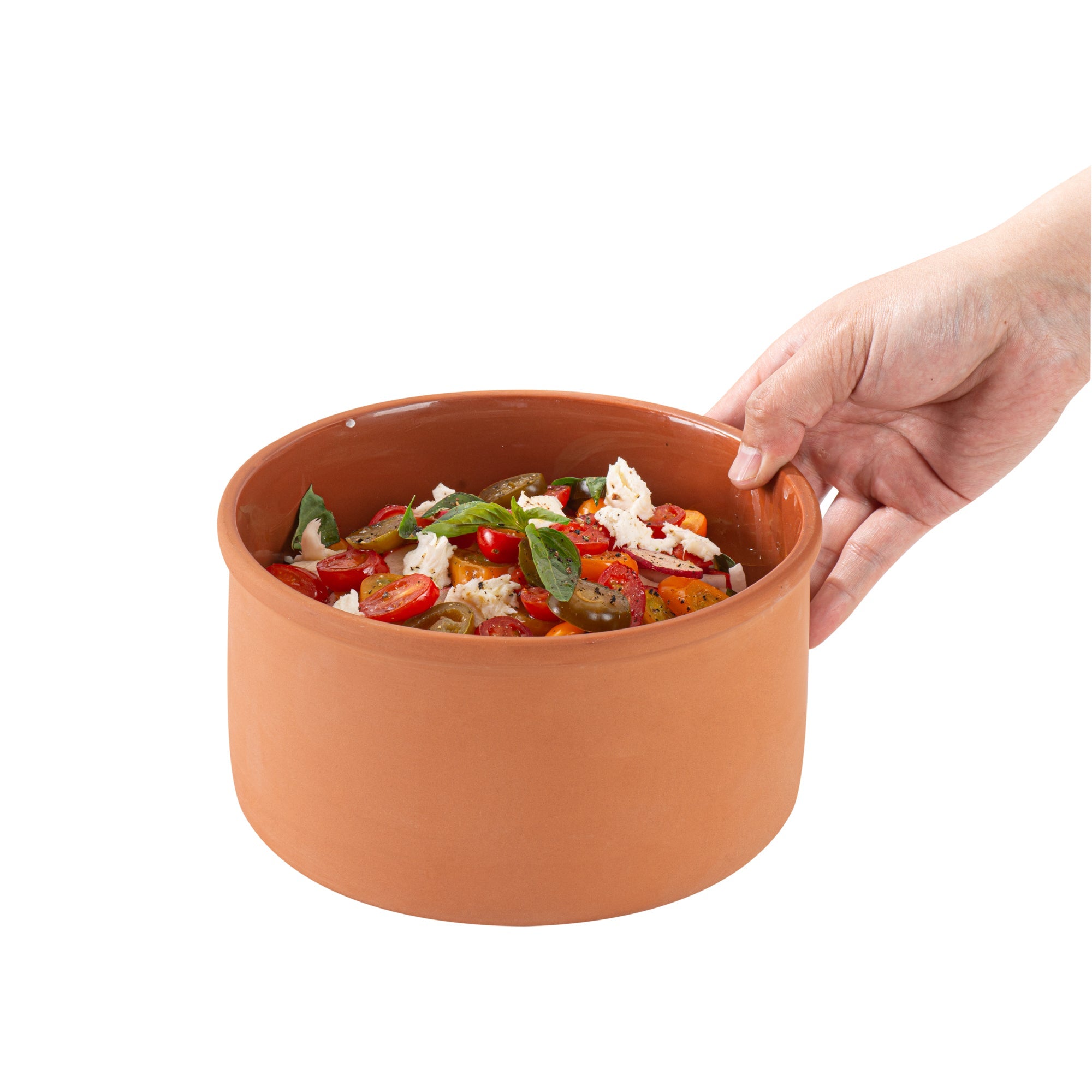 Terra Tek 68 oz Terracotta Cazuela Bowl - Brown Glazed Interior, Oven-Safe, Microwave-Safe - 7 1/2'' x 7 1/2'' x 4'' - 2 count box