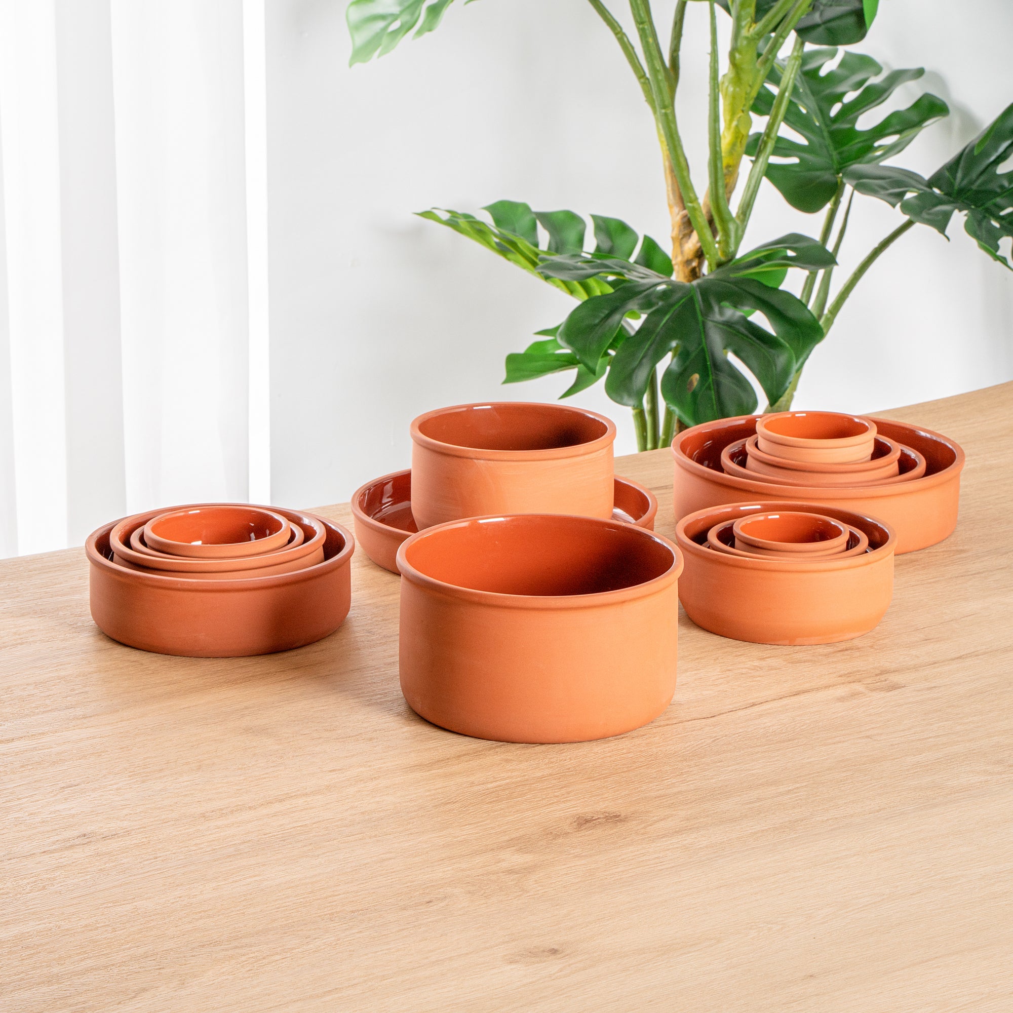 Terra Tek 68 oz Terracotta Cazuela Bowl - Brown Glazed Interior, Oven-Safe, Microwave-Safe - 7 1/2'' x 7 1/2'' x 4'' - 10 count box