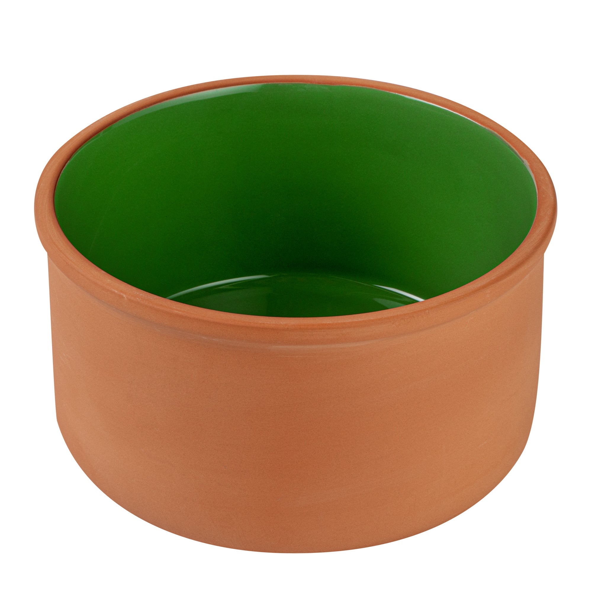 Terra Tek 68 oz Terracotta Cazuela Bowl - Green Glazed Interior, Oven-Safe, Microwave-Safe - 7 1/2'' x 7 1/2'' x 4'' - 2 count box