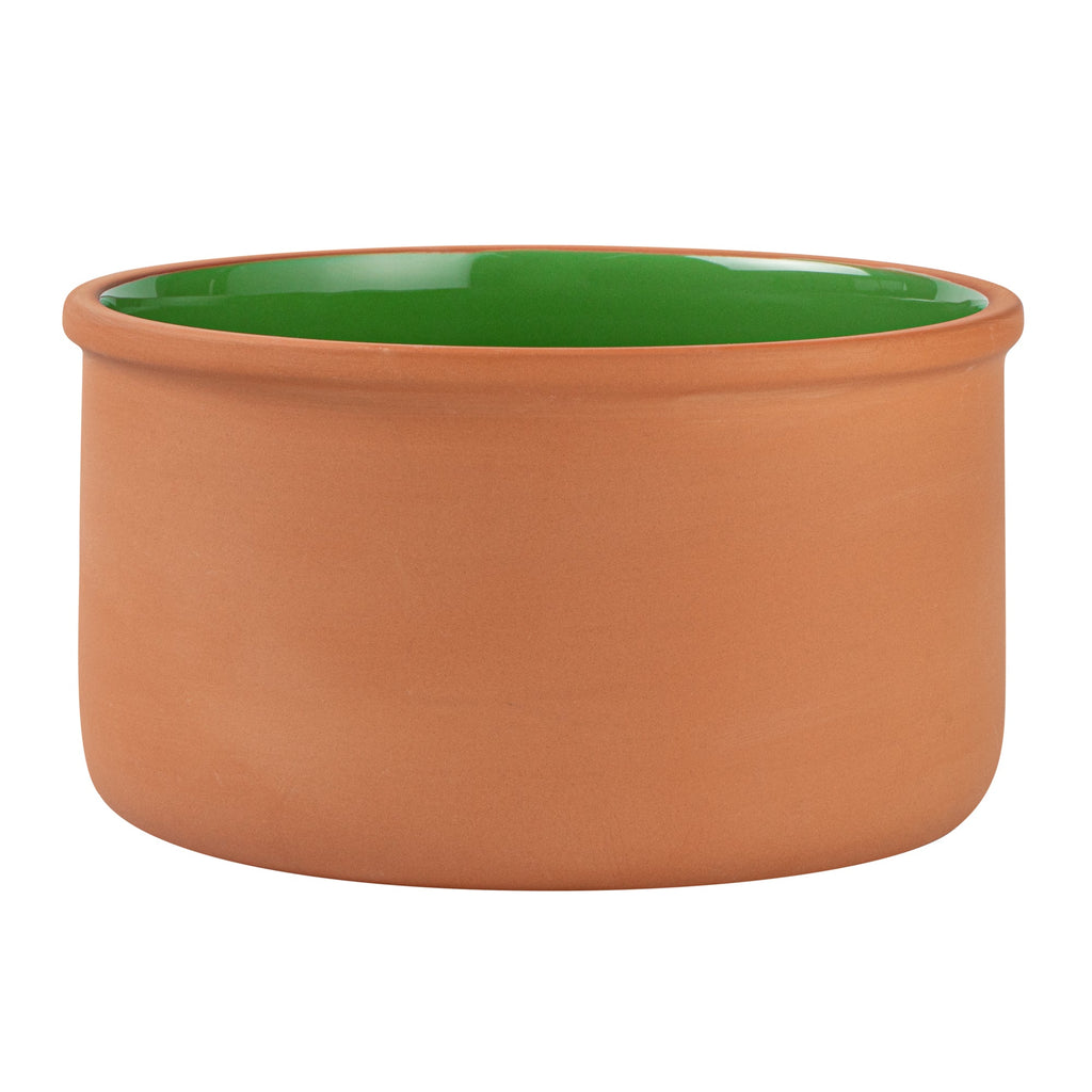 Terra Tek 68 oz Terracotta Cazuela Bowl - Green Glazed Interior, Oven-Safe, Microwave-Safe - 7 1/2'' x 7 1/2'' x 4'' - 10 count box