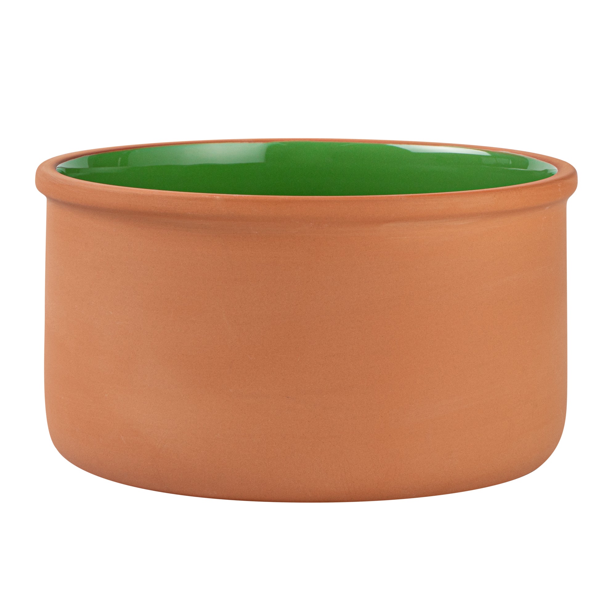 Terra Tek 68 oz Terracotta Cazuela Bowl - Green Glazed Interior, Oven-Safe, Microwave-Safe - 7 1/2'' x 7 1/2'' x 4'' - 10 count box