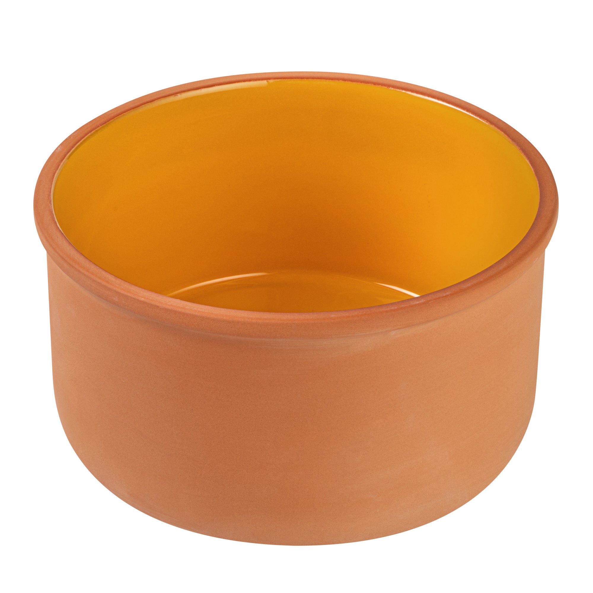 Terra Tek 68 oz Terracotta Cazuela Bowl - Yellow Glazed Interior, Oven-Safe, Microwave-Safe - 7 1/2'' x 7 1/2'' x 4'' - 2 count box