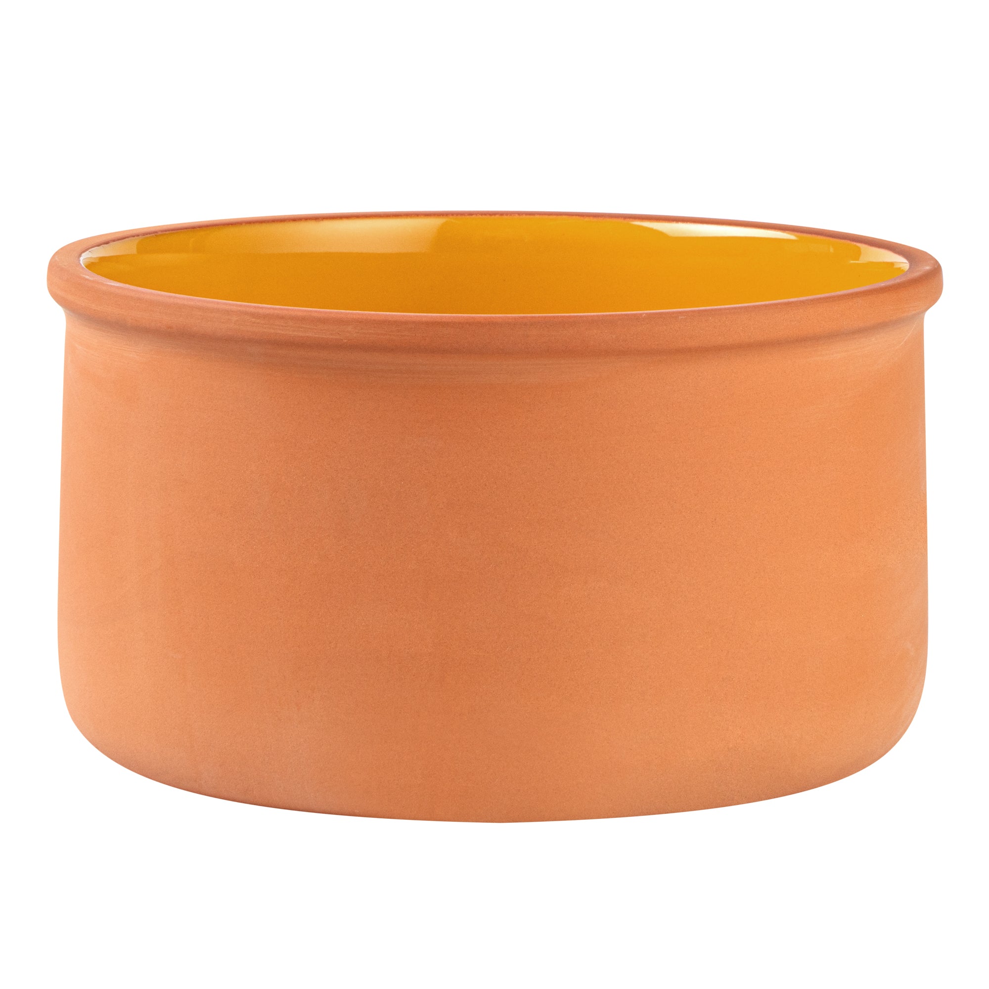 Terra Tek 68 oz Terracotta Cazuela Bowl - Yellow Glazed Interior, Oven-Safe, Microwave-Safe - 7 1/2'' x 7 1/2'' x 4'' - 10 count box