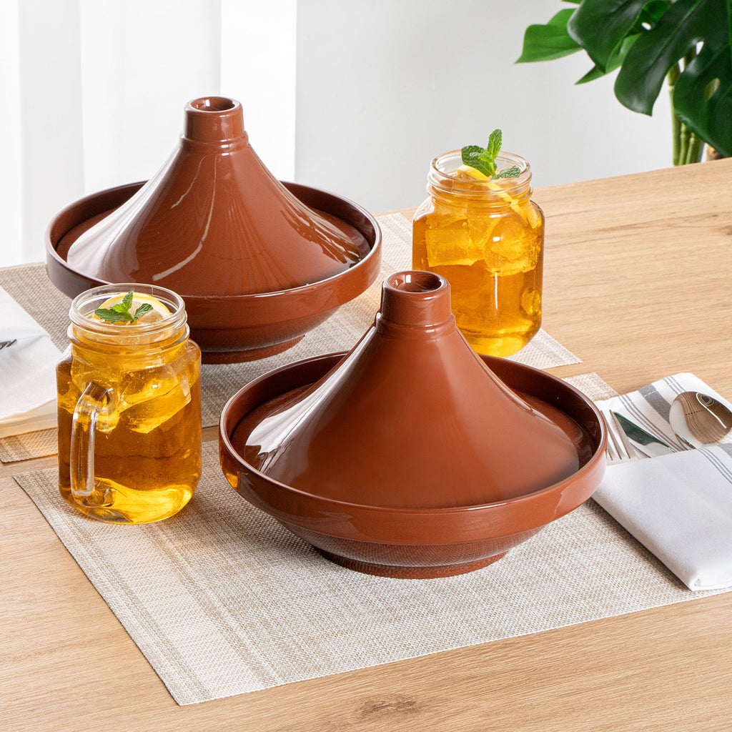 Terra Tek 26 oz Terracotta Tagine Pot - Glazed Interior, Oven-Safe, Microwave-Safe - 9'' x 9'' x 6 1/2'' - 1 count box