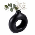 Table Art Black Ceramic Donut Vase - 5 3/4'' x 2 1/4'' x 6'' - 1 count box