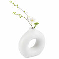 Table Art White Ceramic Donut Vase - 5 3/4'' x 2 1/4'' x 6'' - 1 count box