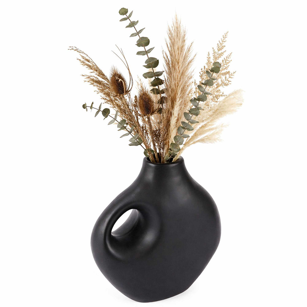 Table Art Black Ceramic Jug Vase - 7'' x 3 1/4'' x 7'' - 1 count box