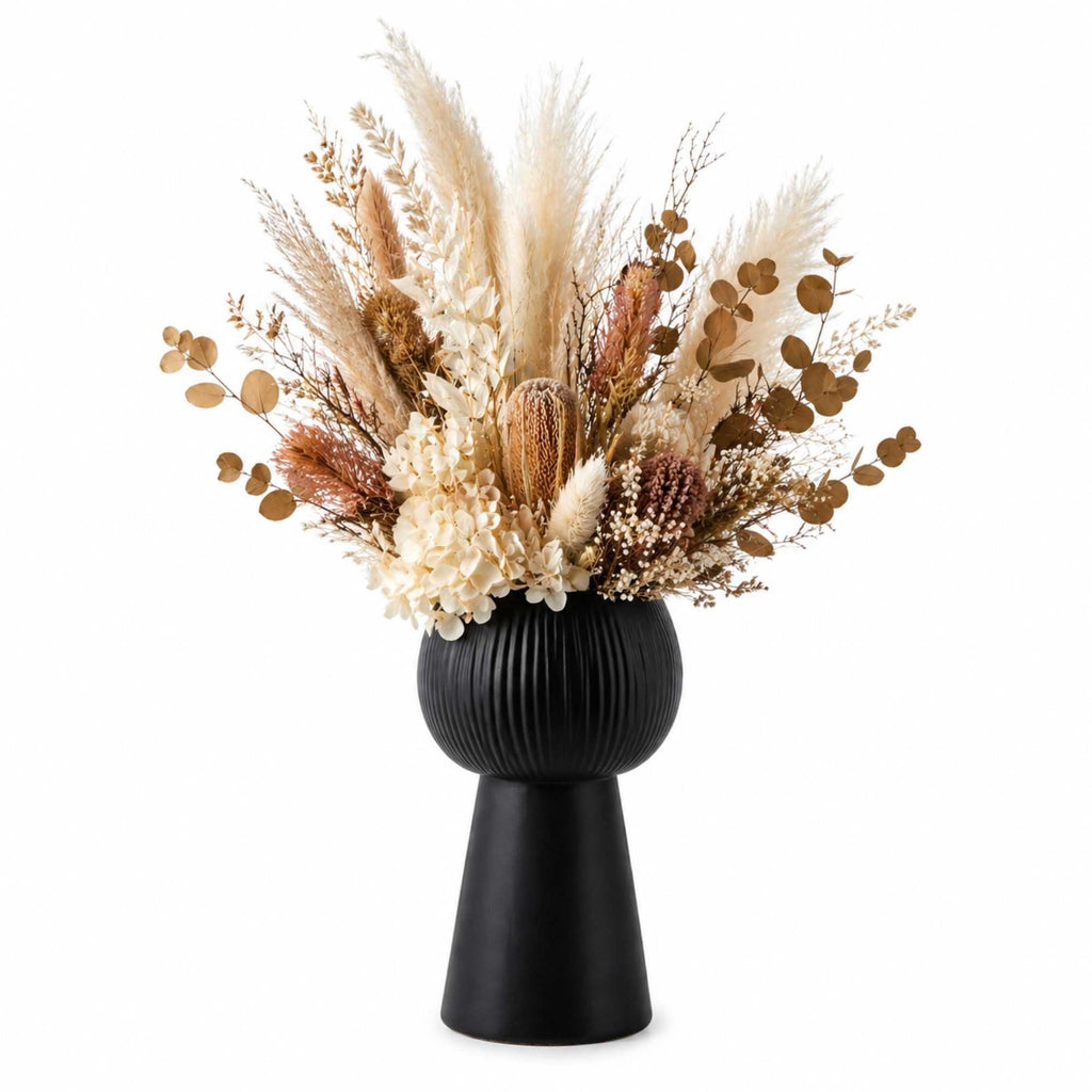 Table Art Black Ceramic Pedestal Vase - 3 1/2'' x 3 1/2'' x 6 1/2'' - 1 count box