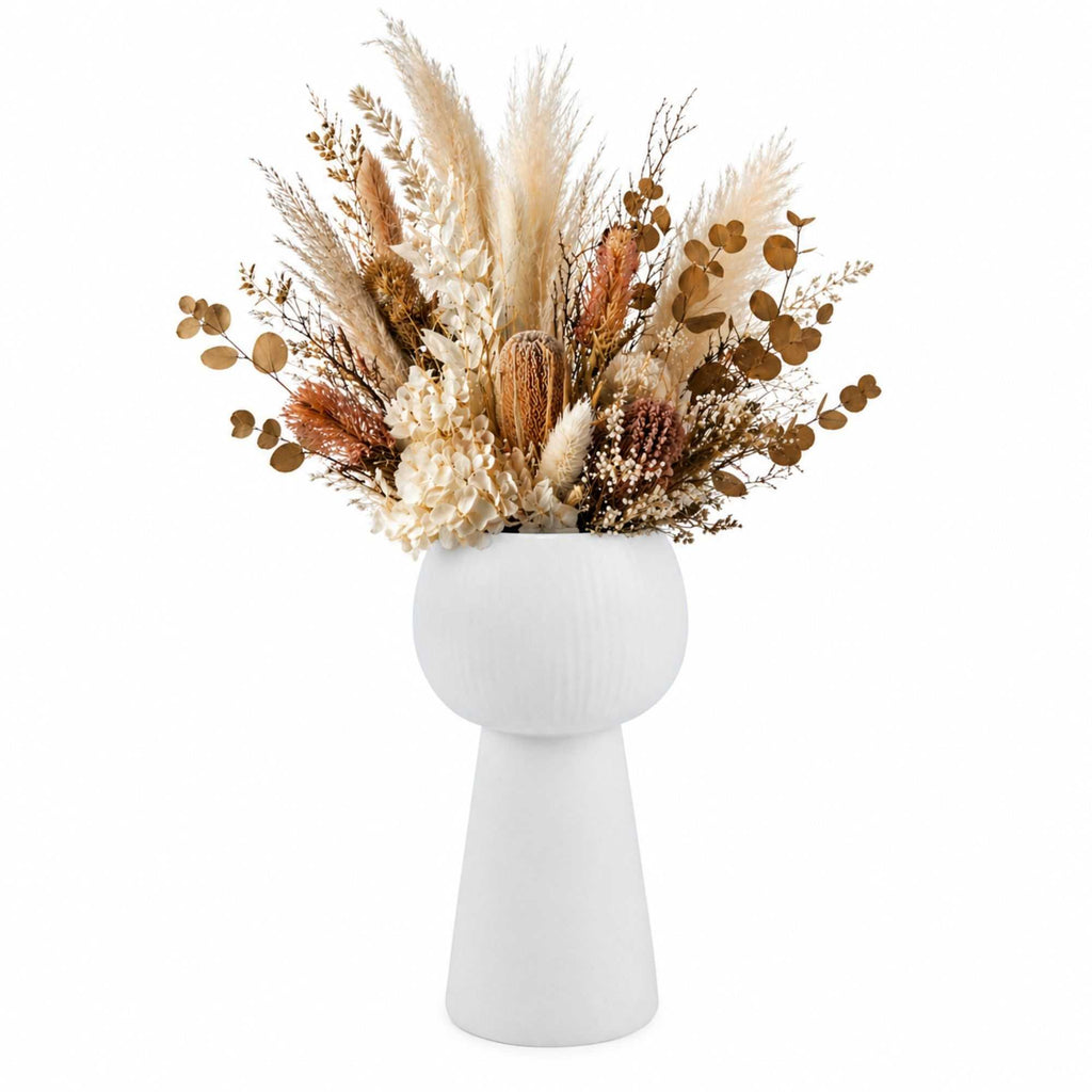 Table Art White Ceramic Pedestal Vase - 3 1/2'' x 3 1/2'' x 6 1/2'' - 1 count box