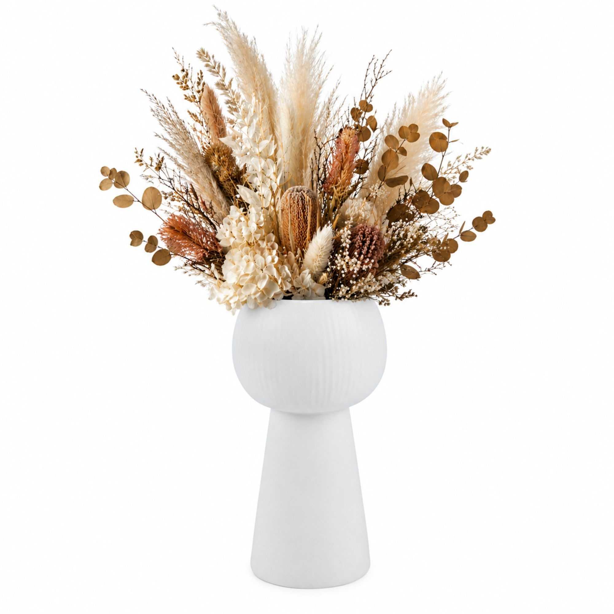 Table Art White Ceramic Pedestal Vase - 3 1/2'' x 3 1/2'' x 6 1/2'' - 1 count box