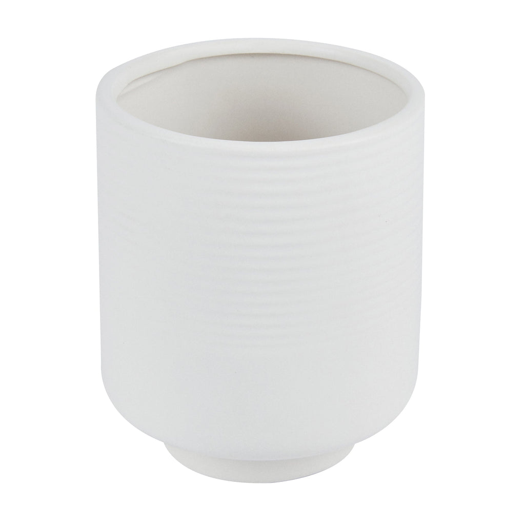 Table Art White Ceramic Tea Cup Vase - 4 1/2'' x 4 1/2'' x 5'' - 1 count box