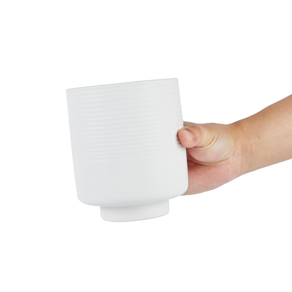 Table Art White Ceramic Tea Cup Vase - 4 1/2'' x 4 1/2'' x 5'' - 1 count box