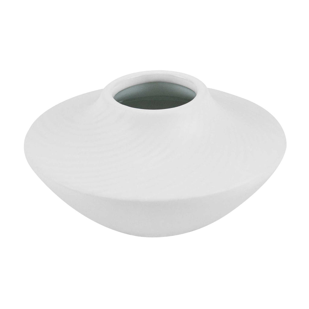 Table Art White Ceramic Swirl Vase - 5 1/4'' x 5 1/4'' x 2 3/4'' - 1 count box