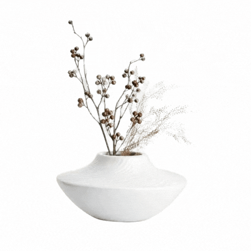 Table Art White Ceramic Swirl Vase - 5 1/4'' x 5 1/4'' x 2 3/4'' - 1 count box