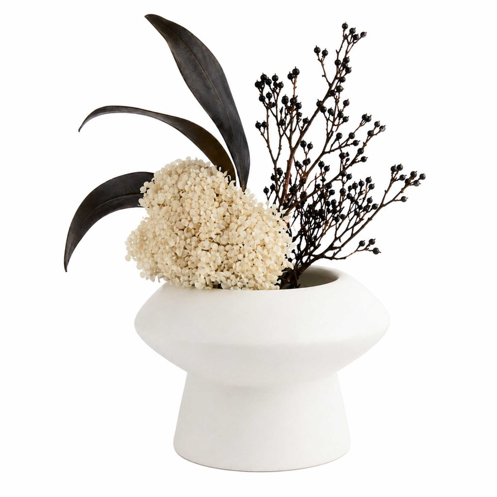 Table Art White Ceramic Mushroom Vase - 5 3/4'' x 5 3/4'' x 4'' - 1 count box