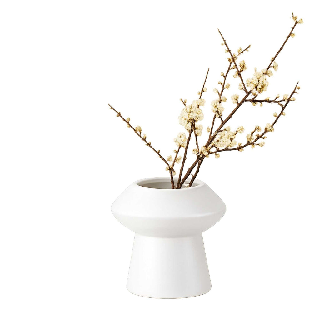 Table Art White Ceramic Mushroom Vase - 6 1/4'' x 6 1/4'' x 6'' - 1 count box