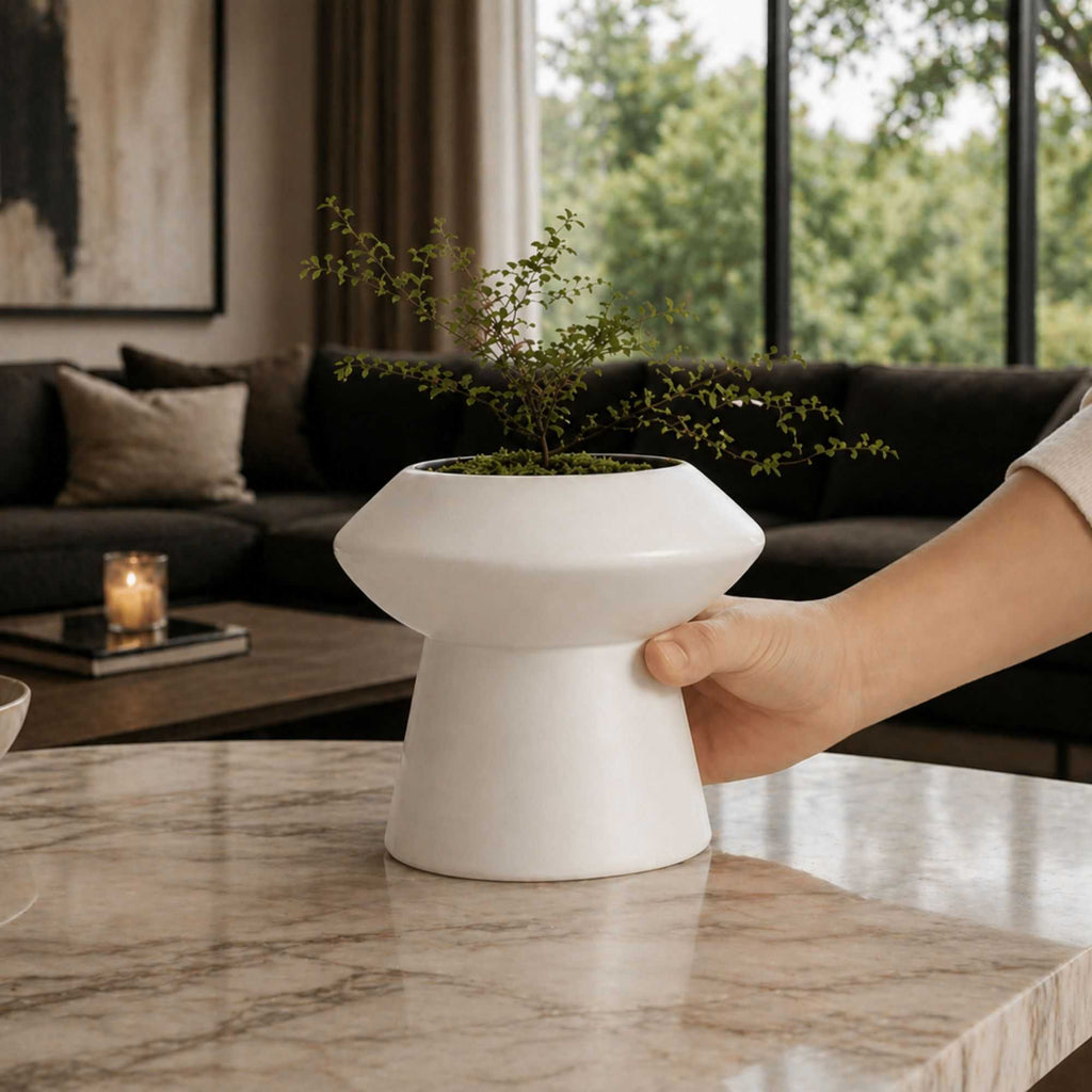Table Art White Ceramic Mushroom Vase - 6 1/4'' x 6 1/4'' x 6'' - 1 count box