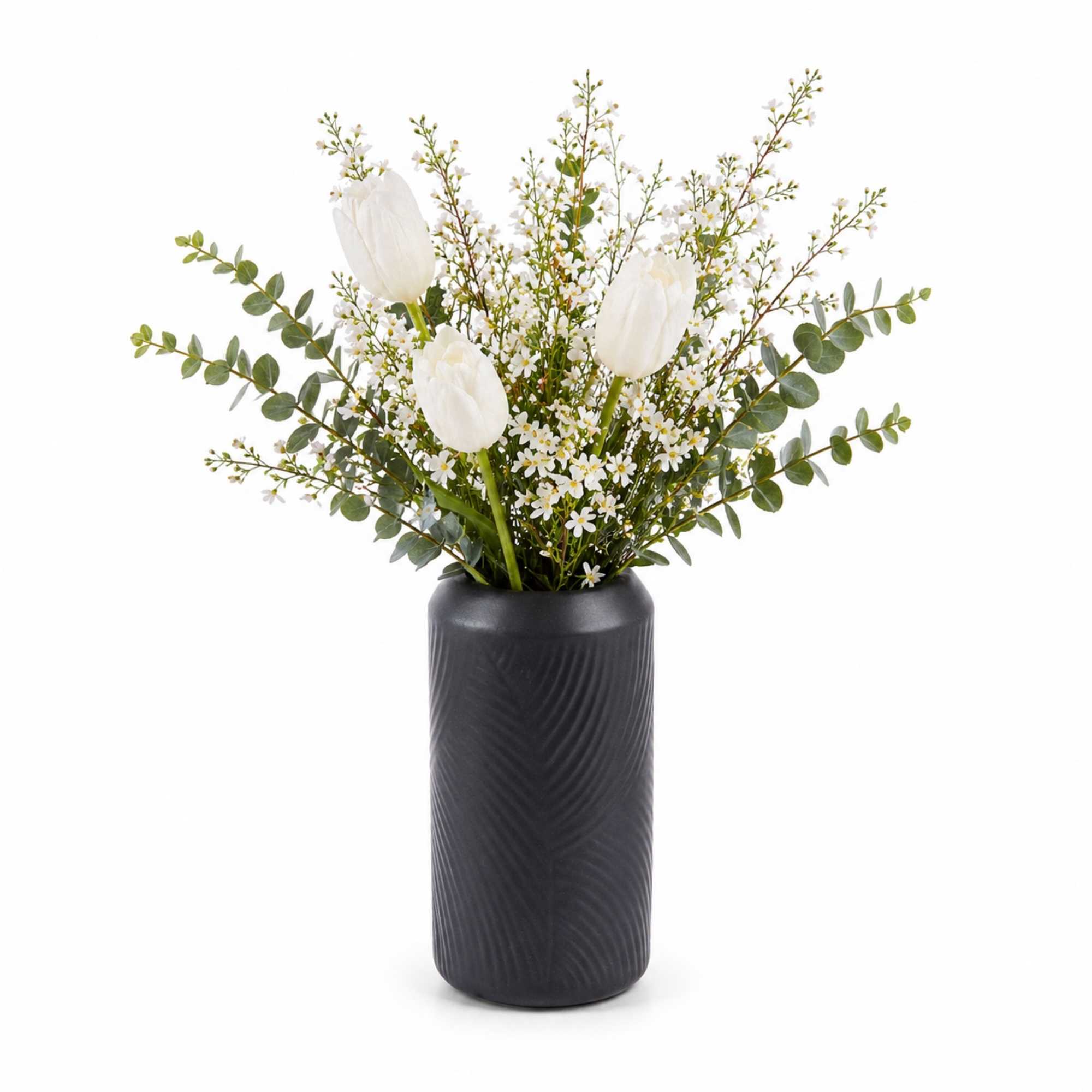 Table Art Black Ceramic Vintage Vase - 3 1/4'' x 3 1/4'' x 6'' - 1 count box