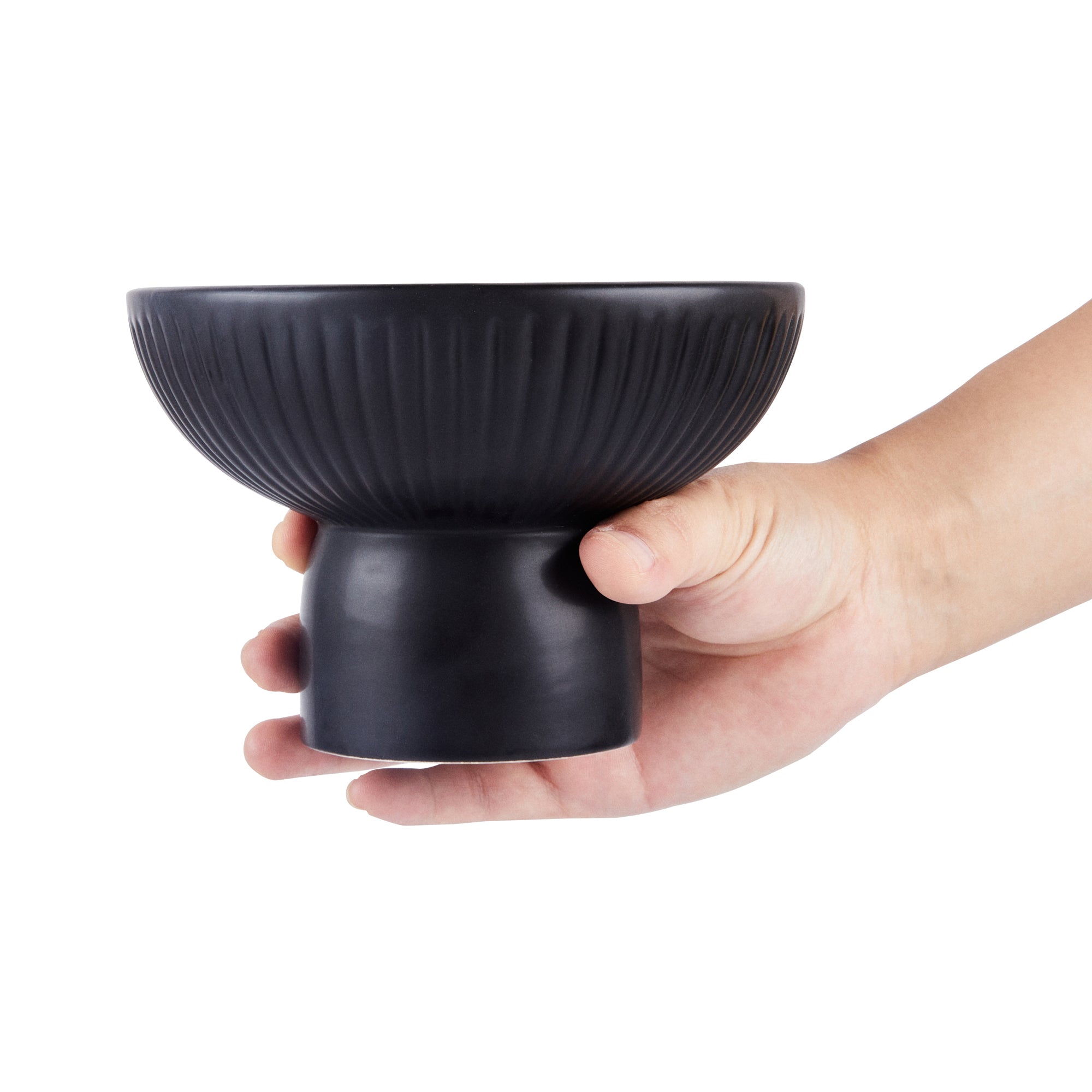 Table Art Black Ceramic Pedestal Vase - 6'' x 6'' x 4'' - 1 count box