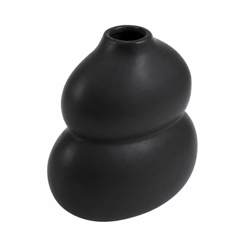 Table Art Black Ceramic Gourd Vase - 6 1/2'' x 4'' x 7'' - 1 count box