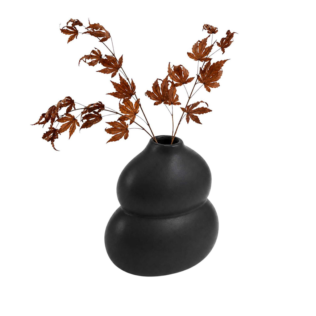 Table Art Black Ceramic Gourd Vase - 6 1/2'' x 4'' x 7'' - 1 count box