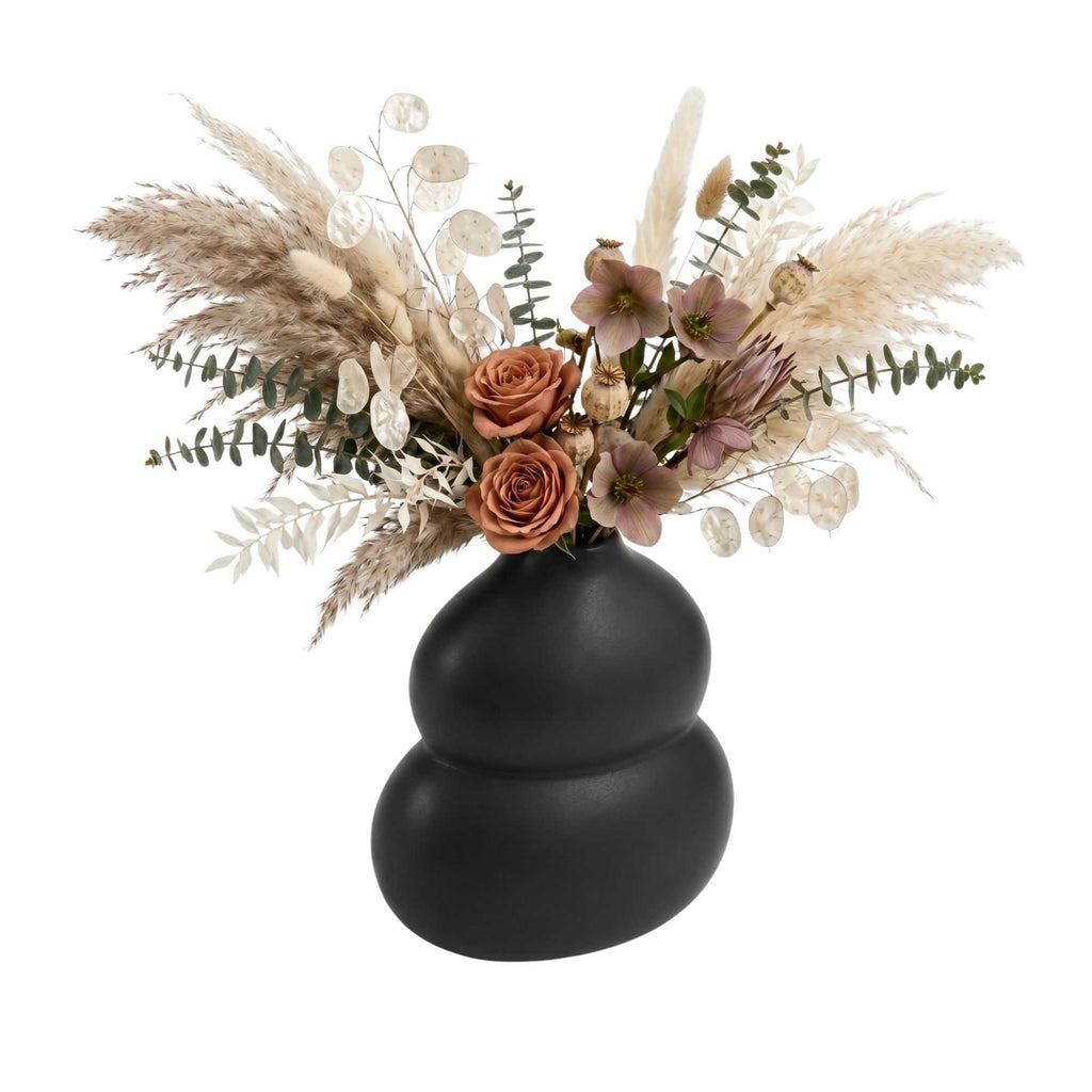 Table Art Black Ceramic Gourd Vase - 6 1/2'' x 4'' x 7'' - 1 count box