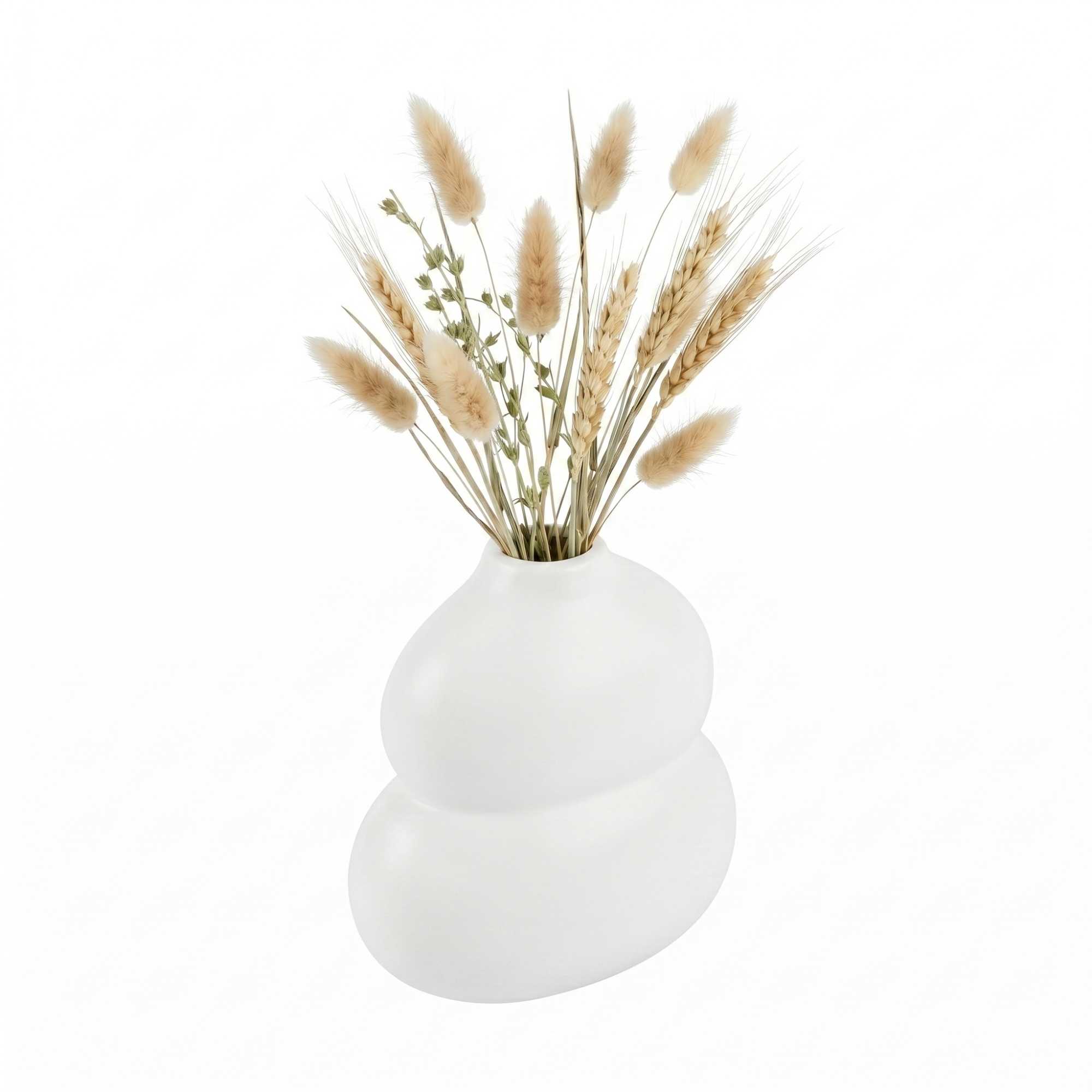 Table Art White Ceramic Gourd Vase - 6 1/2'' x 4'' x 7'' - 1 count box