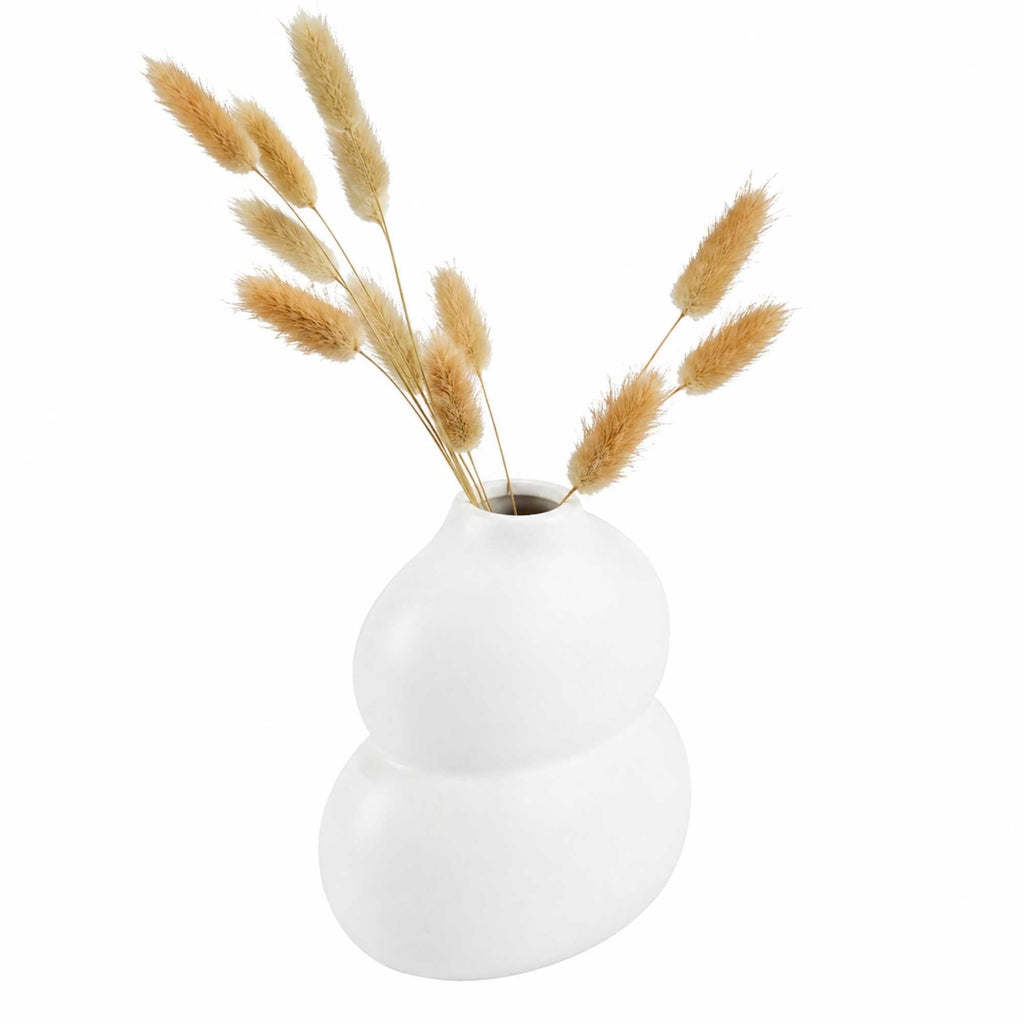 Table Art White Ceramic Gourd Vase - 6 1/2'' x 4'' x 7'' - 1 count box