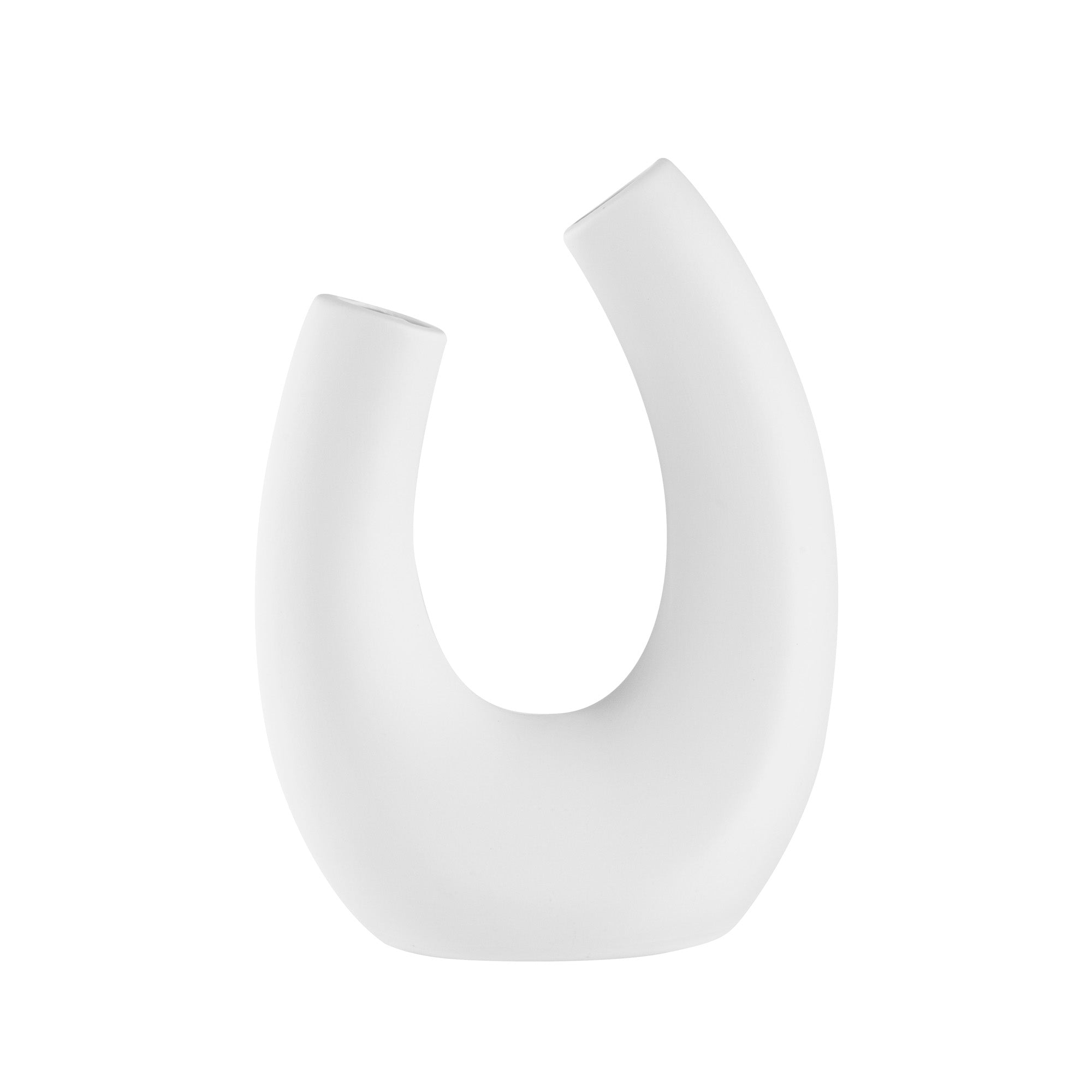 Table Art White Ceramic U-Shaped Vase - 6 1/2'' x 3'' x 8 3/4'' - 1 count box